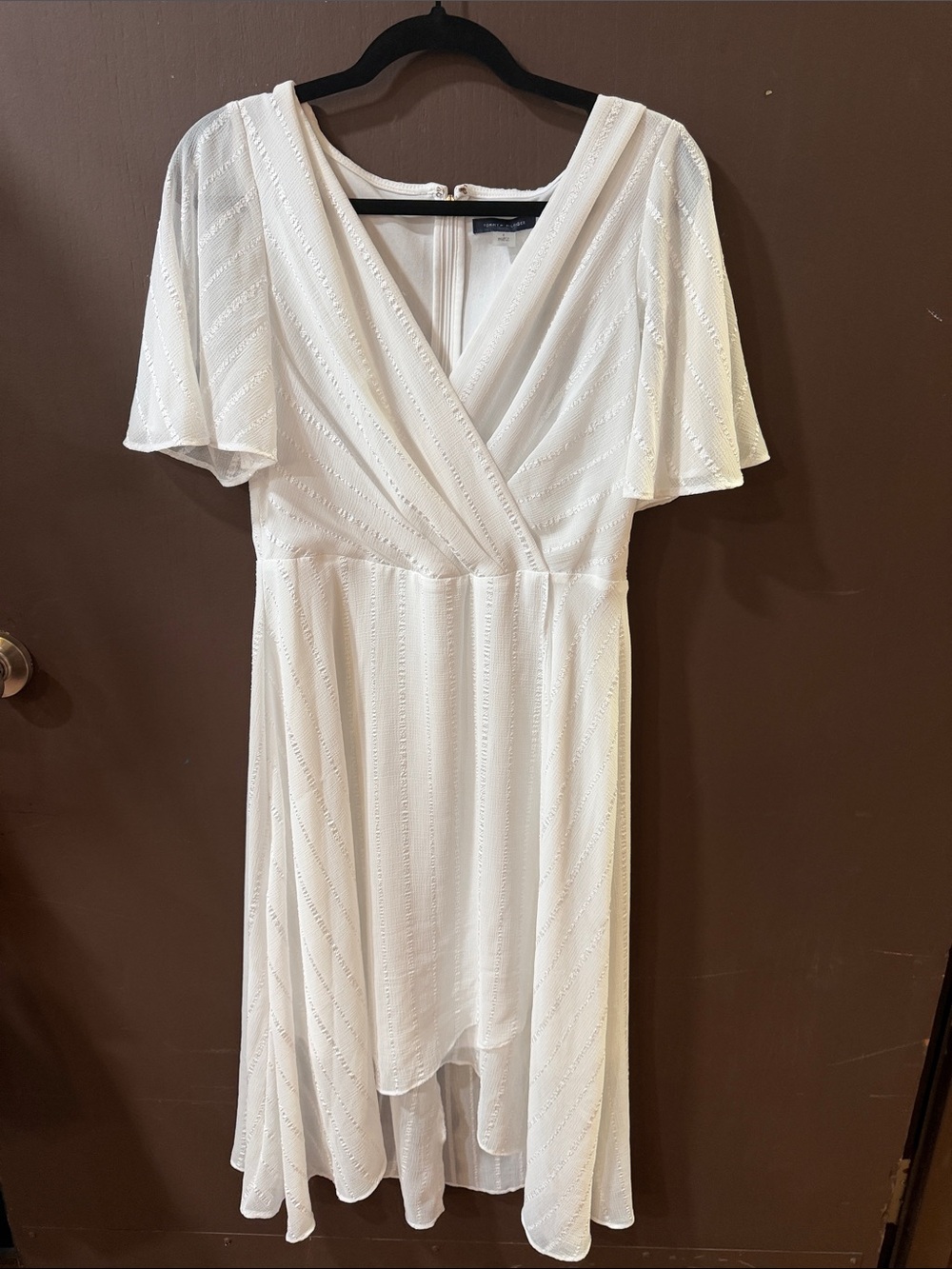 Tommy Hilfiger Ivory Wrap-Style Midi Dress